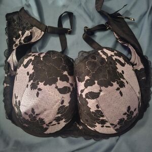 Torrid Black and Pink Lace Bra